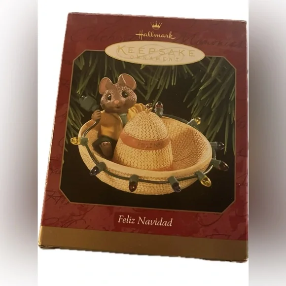 Hallmark Keepsake Ornament Feliz Navidad Mouse and Hat lights - Picture 1 of 7
